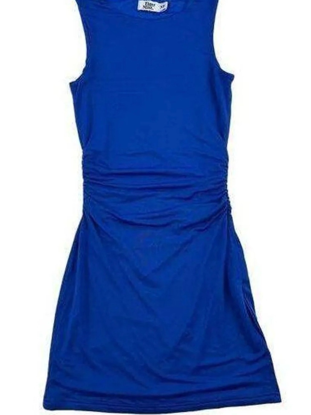 Tiger Mist Cobalt Blue Ruched Side Sleeveless Mini Dress